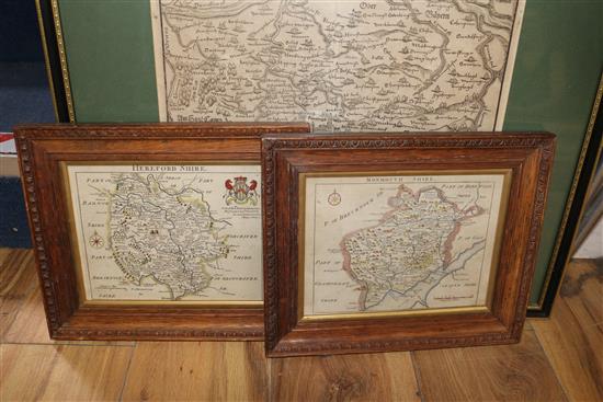 John Ogilby, four maps, largest 34 x 46cm